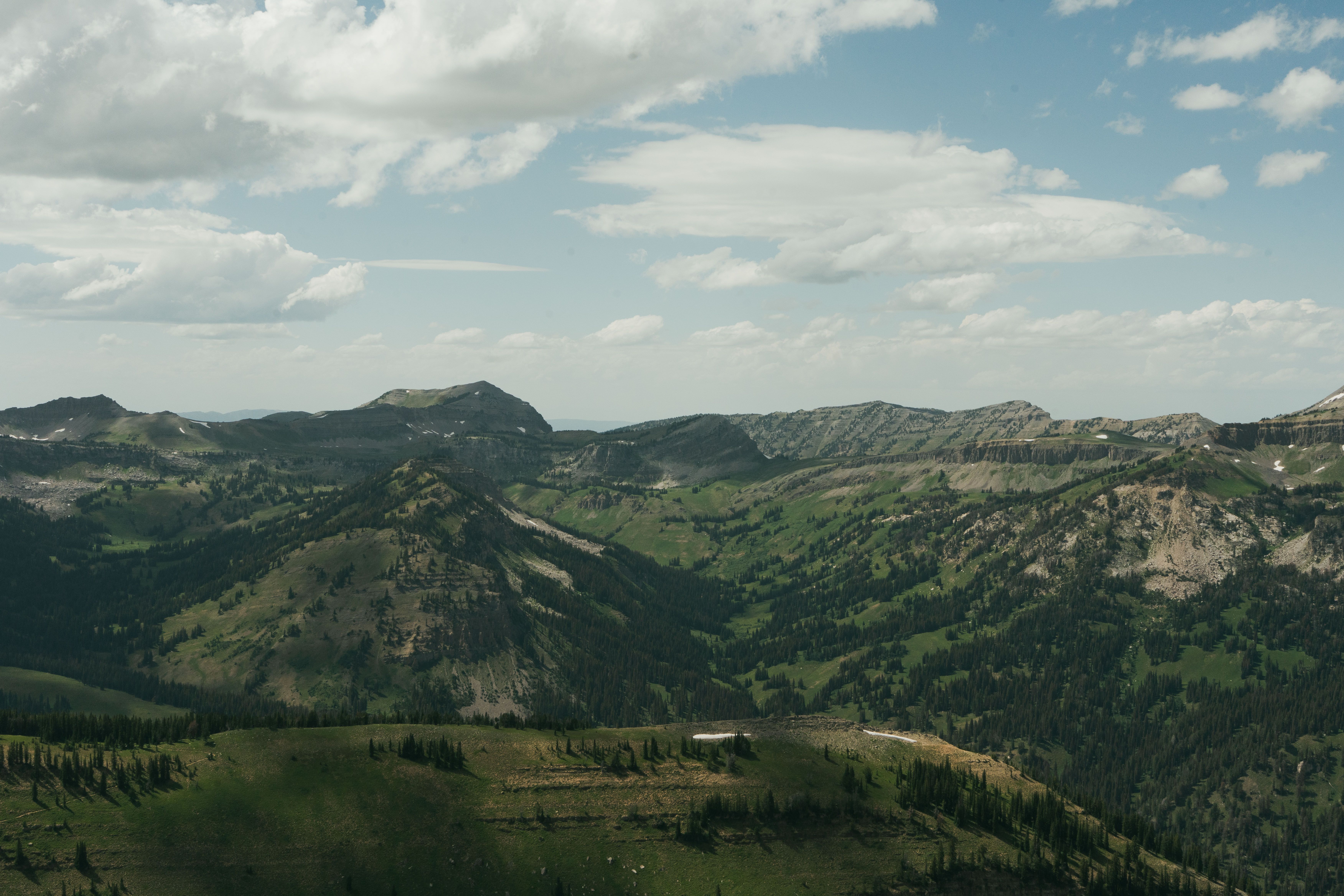 Yellowstone Lake from a distance, with a storm approaching.