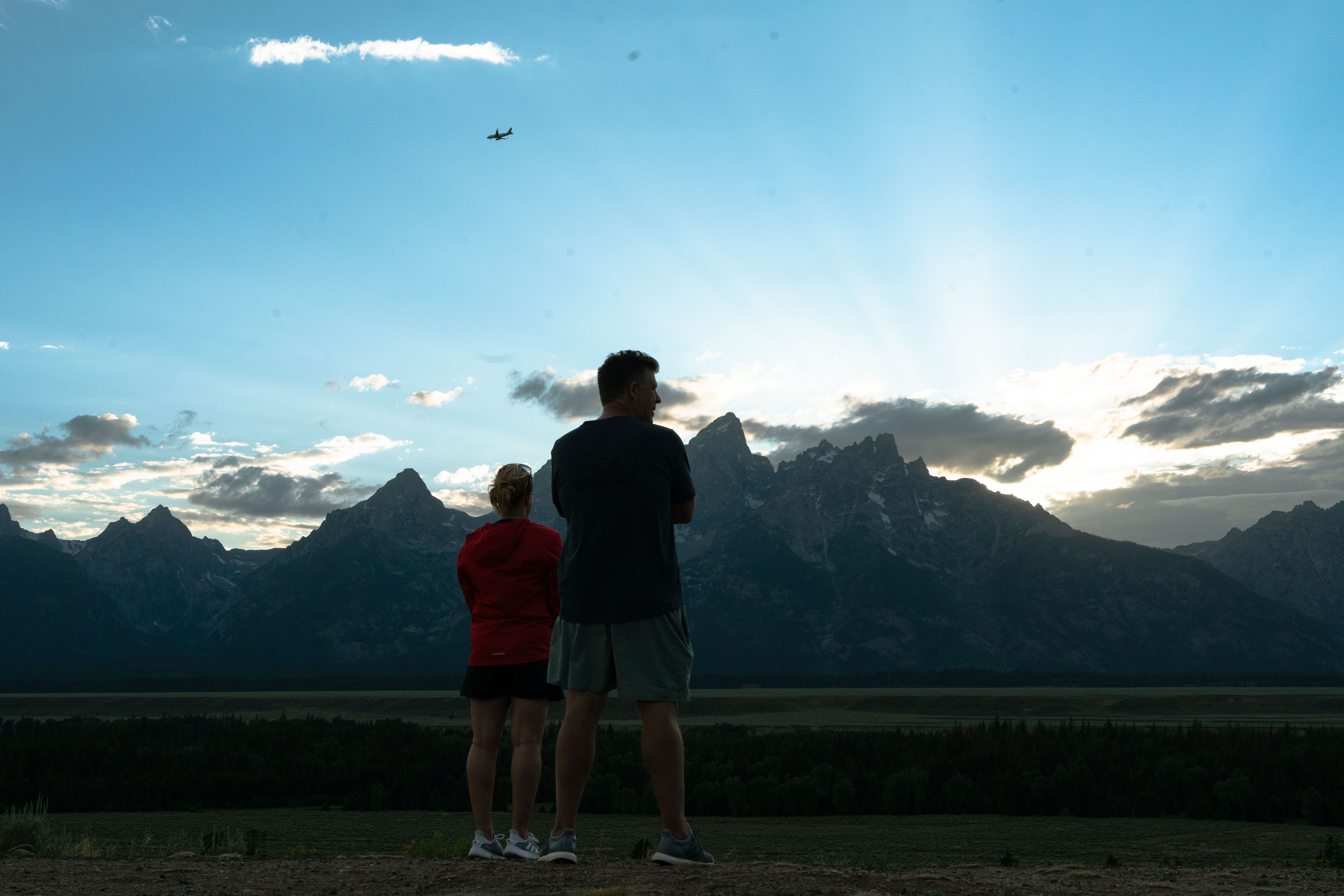 Yellowstone Lake from a distance, with a storm approaching.