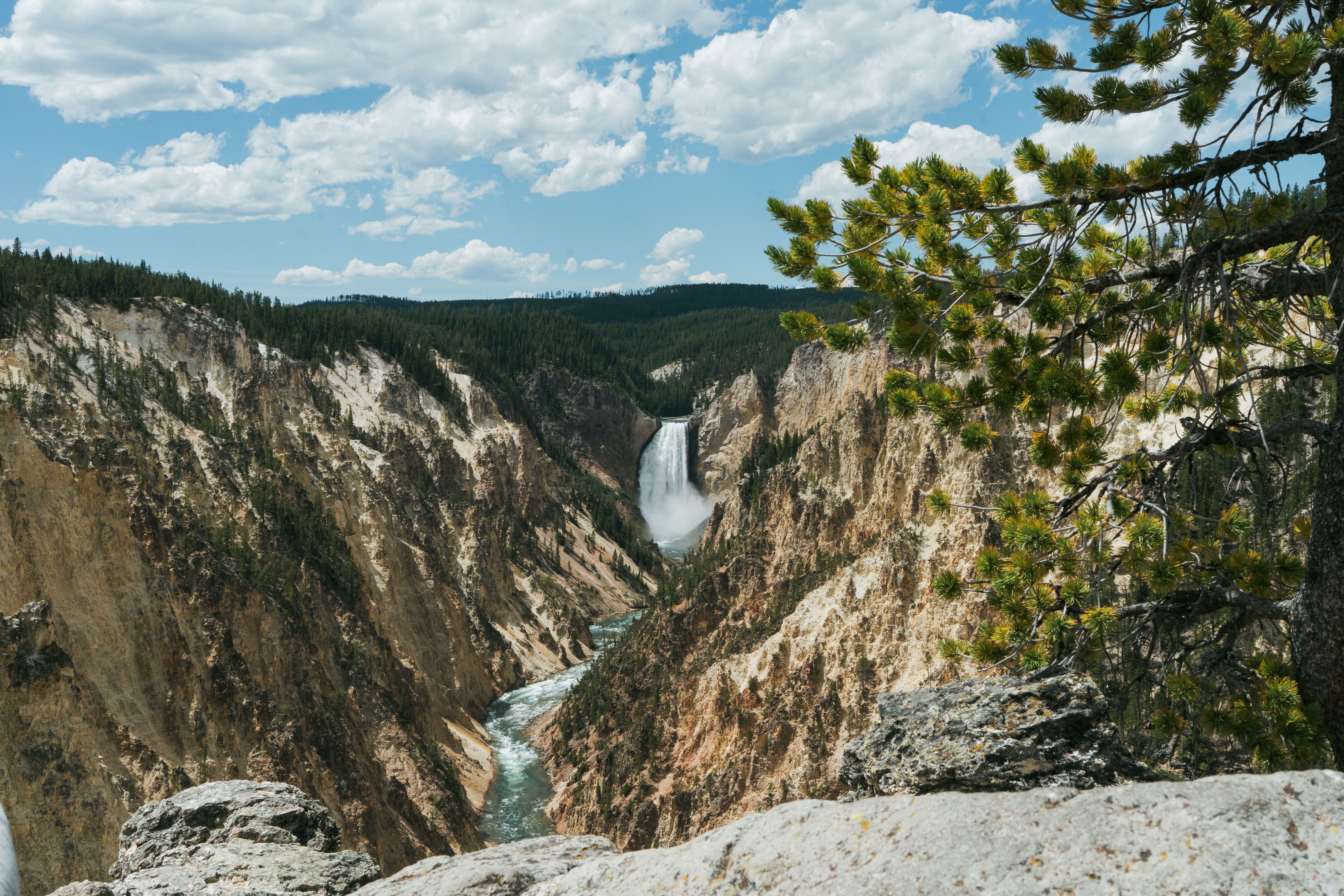 Yellowstone Lake from a distance, with a storm approaching.