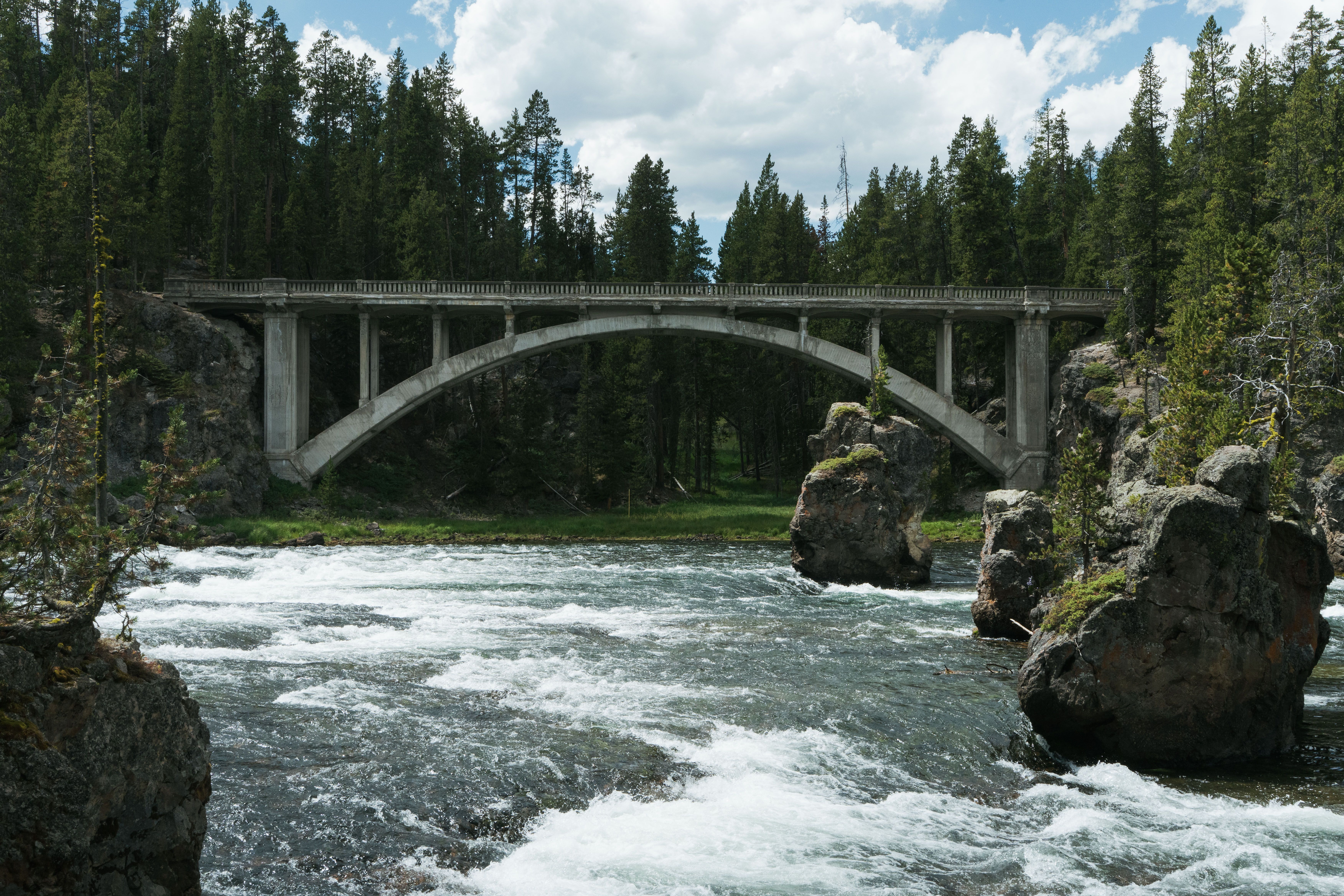 Yellowstone Lake from a distance, with a storm approaching.